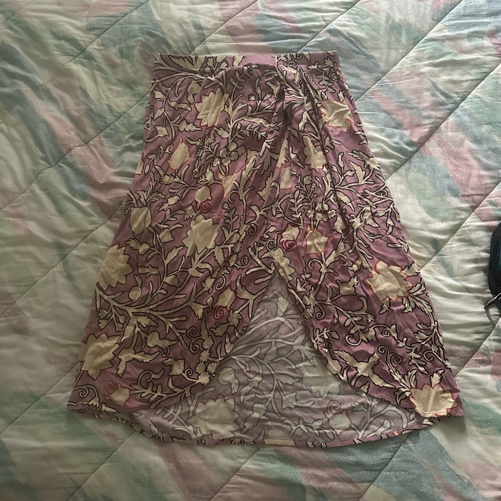 Floral Wrap Skirt in Pink and Cream